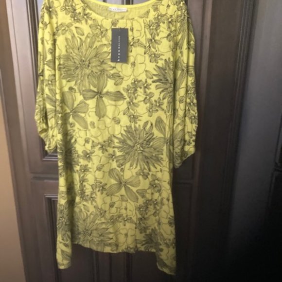 Bryn Walker Floral Leaf Elbow Sleeve Mini Dress - Picture 2 of 5